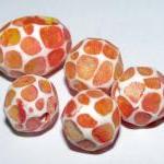 Set Of 5 Polymer Clay Distressed Facteded Beads..